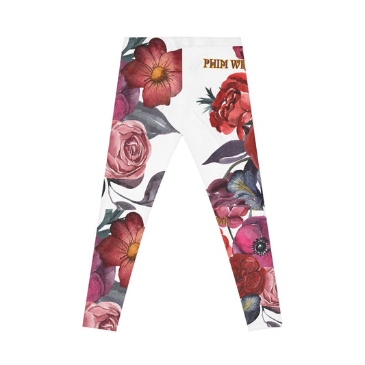 PHIM WEAR Bottoms Floral Print Women's Casual Leggings, Trendy Workout Pants, Loungewear, Yoga Leggings, Gift for Her, Spring Fashion