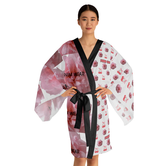 Glossy Floral Long Sleeve Kimono Robe, Lounge Wear, Spa Gift, Fashion Statement, Relaxation Clothing, Home Comfort